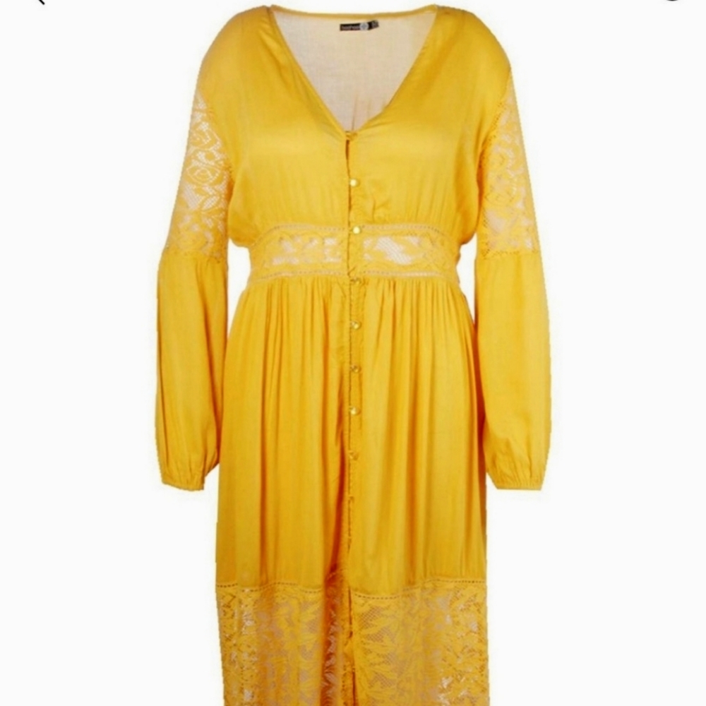 Mustard yellow Boohoo maxi dress 14